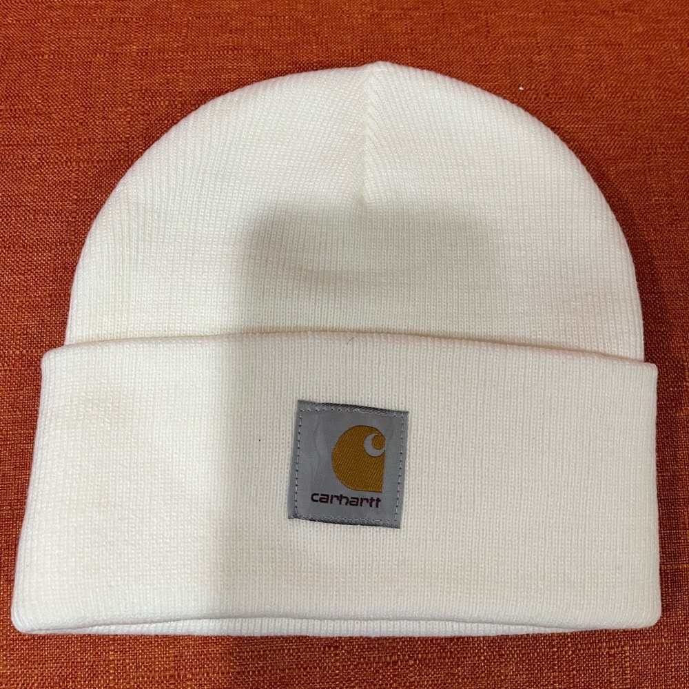 Carhartt Cream Knit Beanie with Logo Patch NWOT